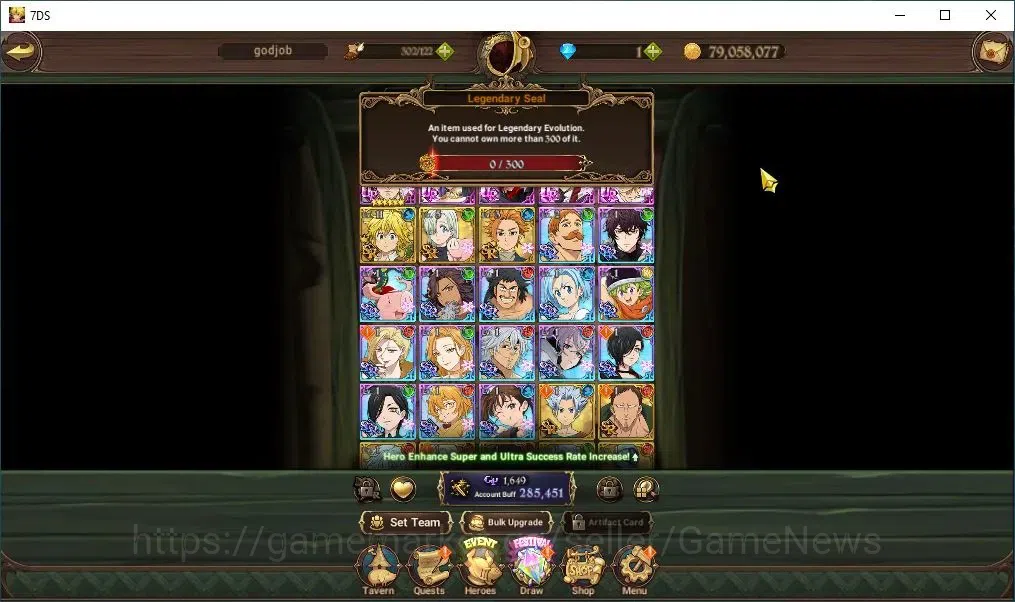 The Seven Deadly Sins: Grand Cross Accounts Endgame Global|285K CC|4 UR |GoF Skuld,ODK,YK Lancelot,DKM,Etc|CodeOnly|SDS4445 5