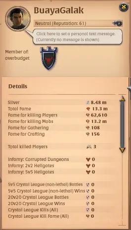 Albion Online Accounts High-End ASIA |13,3M Total Fame - 8,48M Silver|Ready PVE Content / PVP With T8 Lv 100 BattleAxe 1
