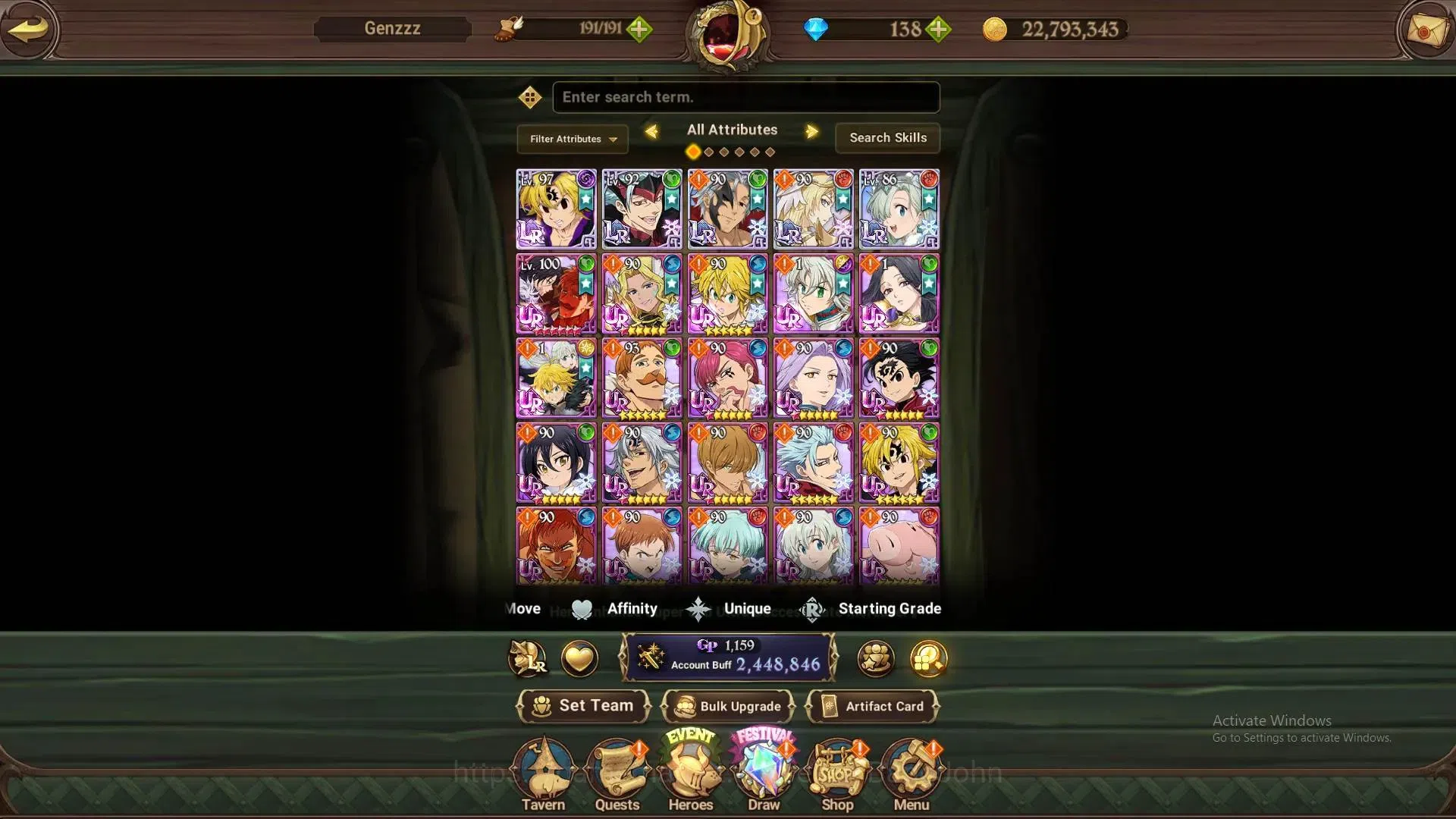 The Seven Deadly Sins: Grand Cross Accounts Global |2.44M CC|138 Diamonds|5 LR+7 UR|LR Nemesis image 12