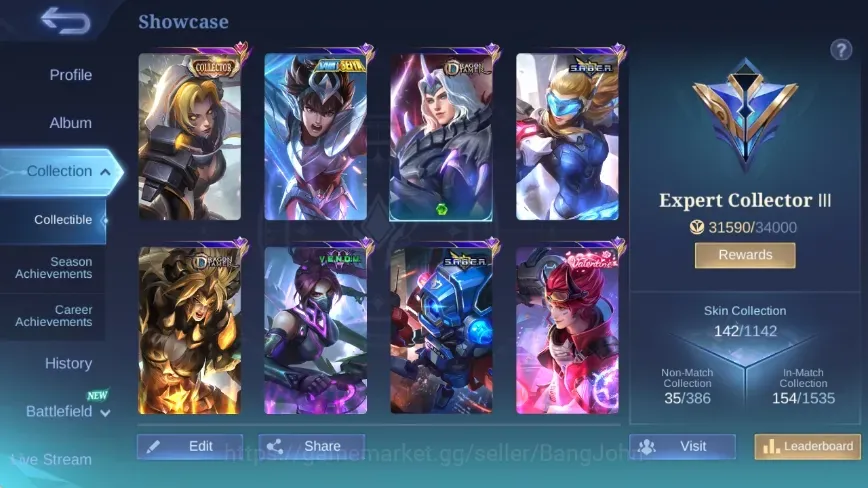 Mobile Legends: Bang Bang Accounts Collector Global|Skin 142|Expert|Collector Natalia,S.A.B.E.R 1
