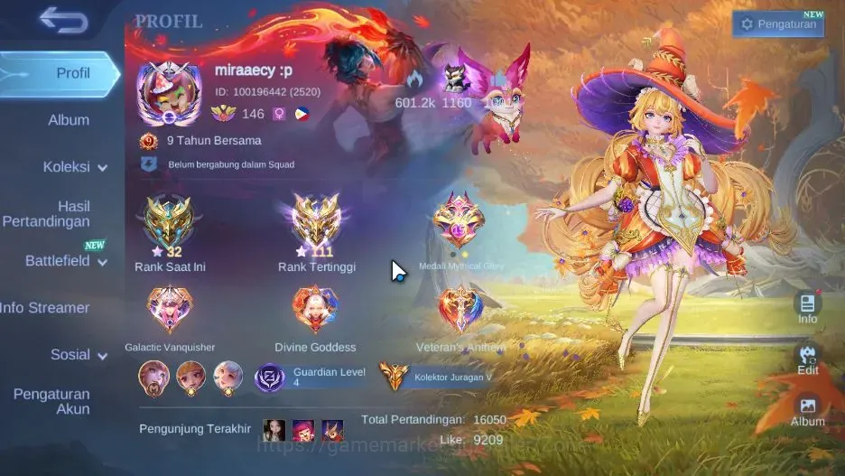 Mobile Legends: Bang Bang Accounts Collector Hero 138|Skin 534|Mega|HighImmo 111|Legend(Freya,Lunox),2 Aspirant,JJK 1