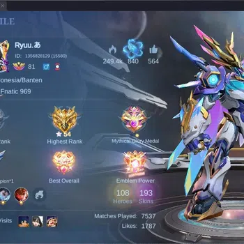 Mobile Legends: Bang Bang Accounts Collector Global |Hero 108|Skin 193|Expert|CC Natalia|Valentine Claude|9th