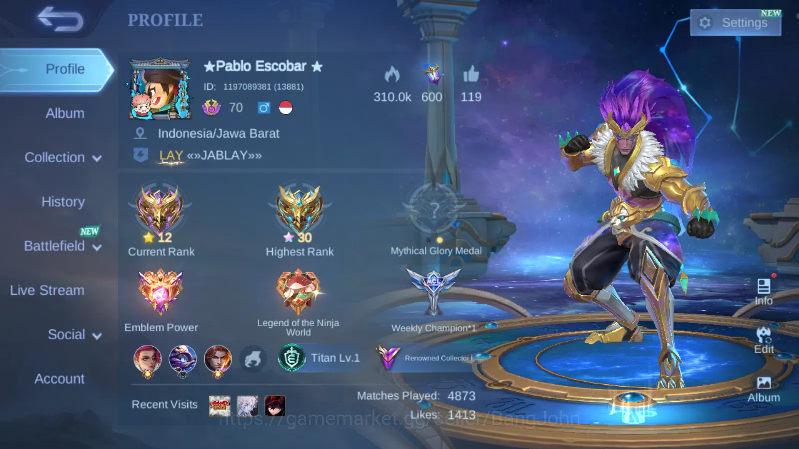 Hero 131 | Skin 275 | Naruto Lukas | KOF Karina | Sanrio Floryn | Luckybox Alpha | ML585B Mobile Legends: Bang Bang Others Hero 131 | Skin 275 | Naruto Lukas | KOF Karina | image 1