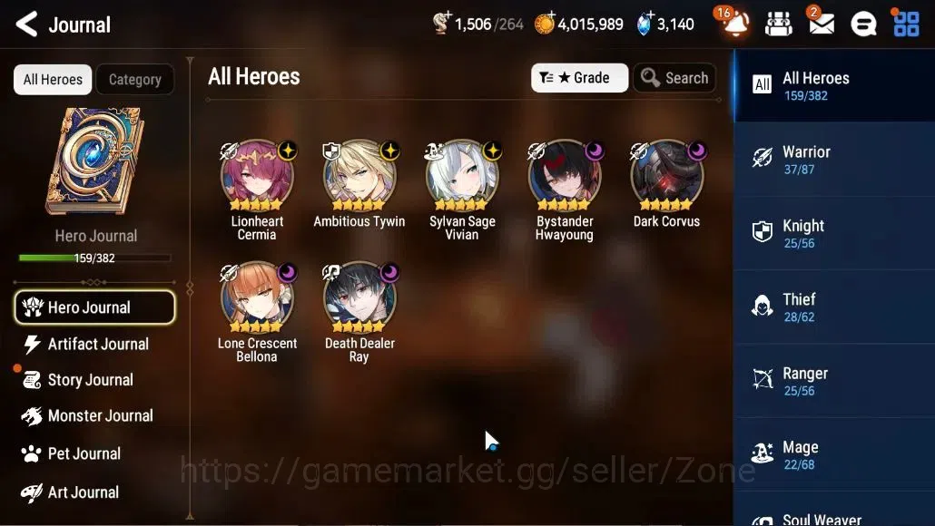 Epic Seven Accounts High-End Global Unverif|7 ML(LQC,ATywin,SSVivian,BHwayoung,DC Etc.)|PoH ON|SS 3.1K|655 CB+290 1