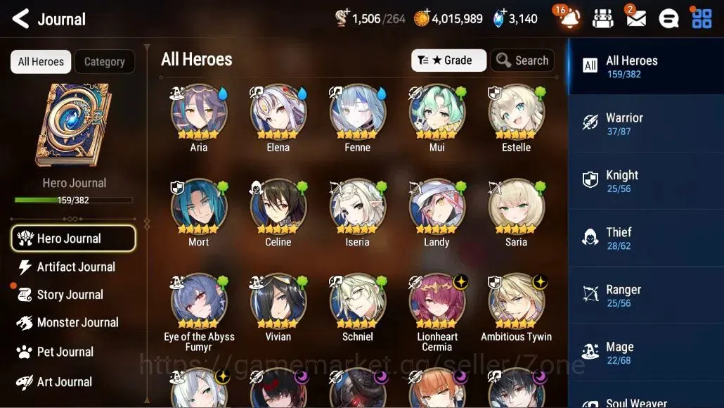 Epic Seven Accounts High-End Global Unverif|7 ML(LQC,ATywin,SSVivian,BHwayoung,DC Etc.)|PoH ON|SS 3.1K|655 CB+290 3
