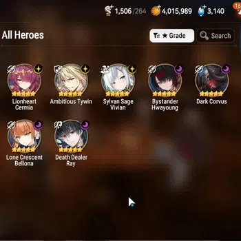 Epic Seven Accounts High-End Global Unverif|7 ML(LQC,ATywin,SSVivian,BHwayoung,DC Etc.)|PoH ON|SS 3.1K|655 CB+290