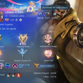 Mobile Legends: Bang Bang Accounts Collector HERO 133|Skin 491|Mega|Mythic 34|HighGlory 112|1 Legend