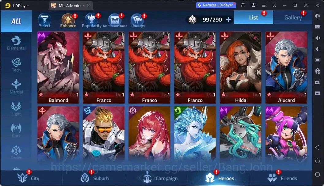 Mobile Legends: Adventure Accounts Global |LV 66|4,7M Power|VIP 7|Camp 47-5|Hero 99|1,009 Diamond|3 Awaken|14 RedStar|Detail 11