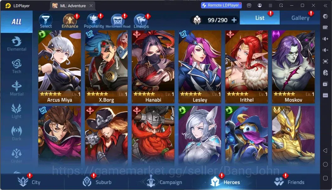 Mobile Legends: Adventure Accounts Global |LV 66|4,7M Power|VIP 7|Camp 47-5|Hero 99|1,009 Diamond|3 Awaken|14 RedStar|Detail 16