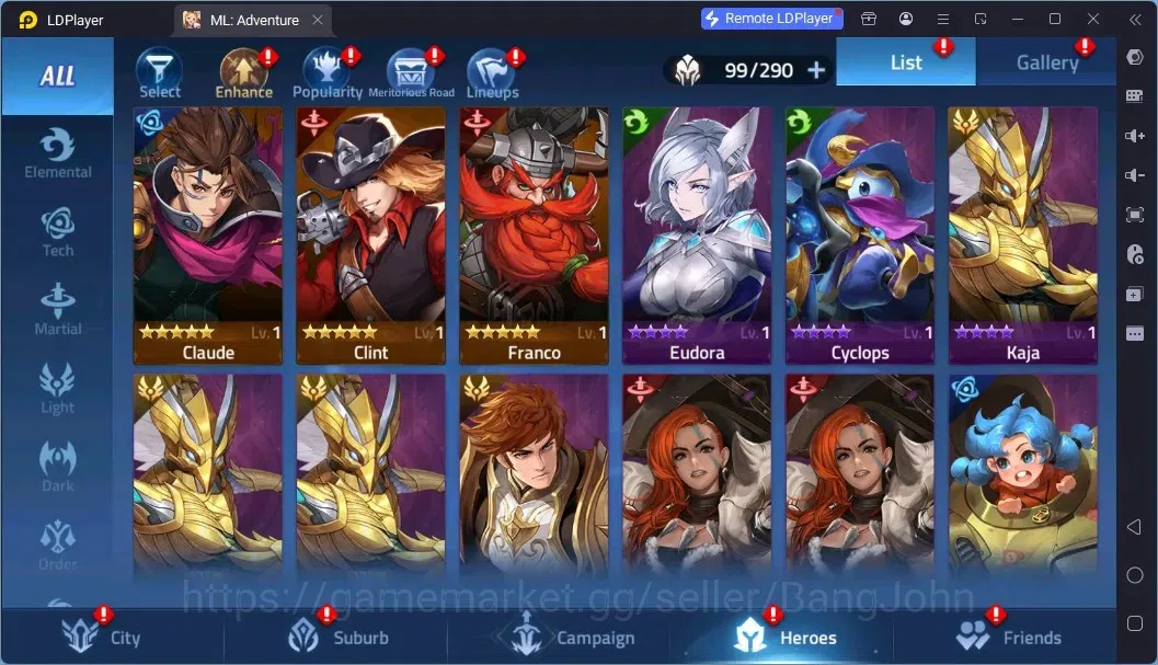 Mobile Legends: Adventure Accounts Global |LV 66|4,7M Power|VIP 7|Camp 47-5|Hero 99|1,009 Diamond|3 Awaken|14 RedStar|Detail 17