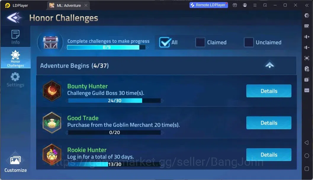 Mobile Legends: Adventure Accounts Global |LV 66|4,7M Power|VIP 7|Camp 47-5|Hero 99|1,009 Diamond|3 Awaken|14 RedStar|Detail 3