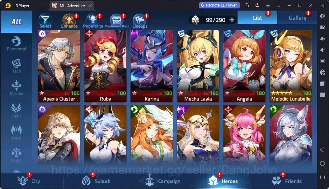 Mobile Legends: Adventure Accounts Global |LV 66|4,7M Power|VIP 7|Camp 47-5|Hero 99|1,009 Diamond|3 Awaken|14 RedStar|Detail 7