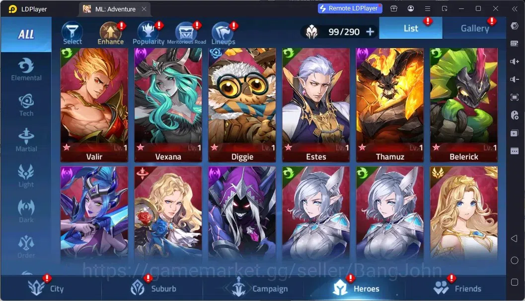 Mobile Legends: Adventure Accounts Global |LV 66|4,7M Power|VIP 7|Camp 47-5|Hero 99|1,009 Diamond|3 Awaken|14 RedStar|Detail 9