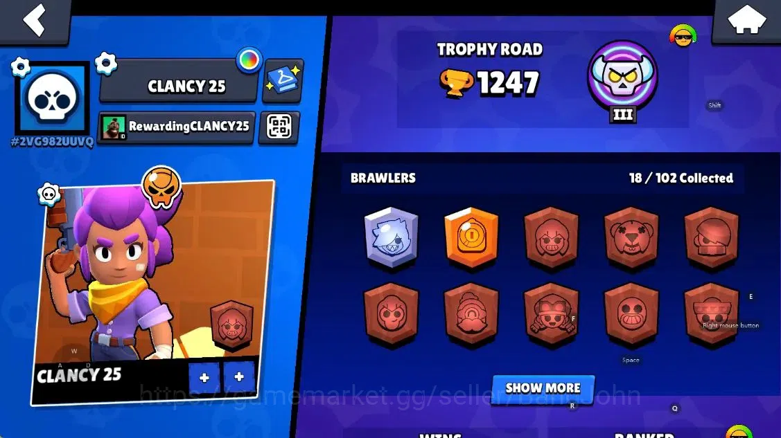 Brawl Stars Accounts Android | 1247 Thropy|18 Brawler-1 Max Lv(Colette  image 2