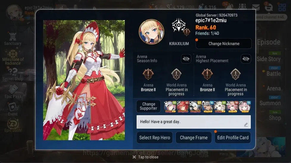 Epic Seven Accounts High-End Global Unverif | 8 ML(NM Luna,E Ilynav,Belian,A Laika,SOT Snow,DJ Basar)|SS 6.3K|Stigma 131K 1