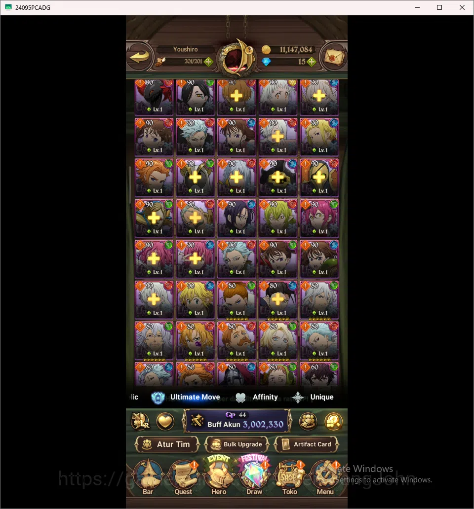 The Seven Deadly Sins: Grand Cross Accounts Others ASIA | 3M CC | 1 LR Susack | 5 UR Merlin&Esca Tristan 2/6 Lancelot 2/6 4