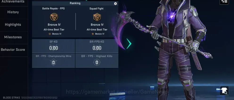 Buy Blood Strike Accounts - ASIA | Melee Ultra Scythe Harvester