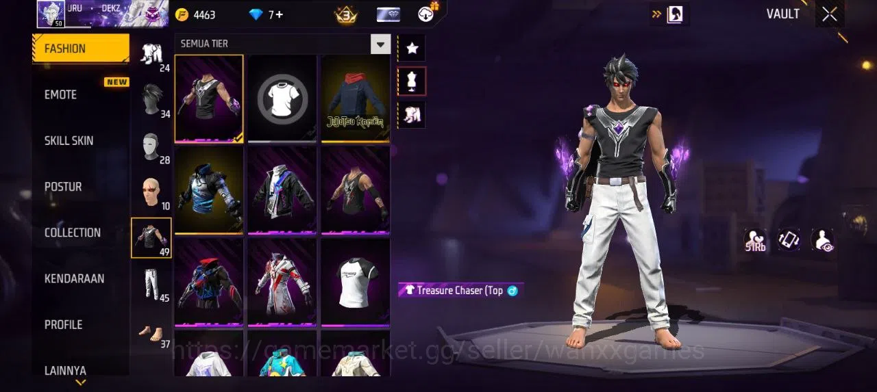 Free Fire Accounts Indonesia | AKUN LVL 50 SG MAMBAH VAULT 49 EMOTE 16 KATANA LOBY 1 TAS 10 WEAPON 63 | W689 2
