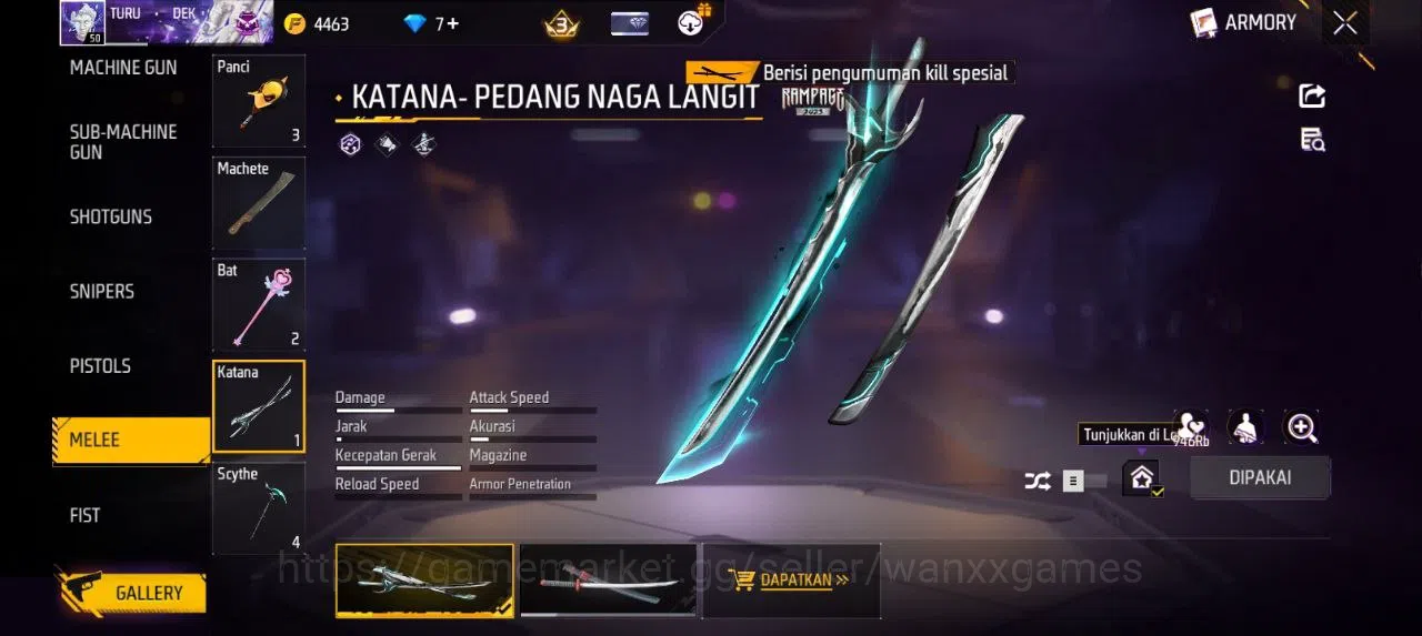Free Fire Accounts Indonesia | AKUN LVL 50 SG MAMBAH VAULT 49 EMOTE 16 KATANA LOBY 1 TAS 10 WEAPON 63 | W689 4