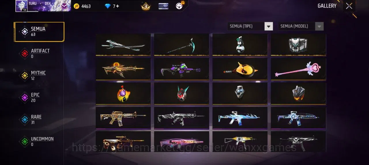 Free Fire Accounts Indonesia | AKUN LVL 50 SG MAMBAH VAULT 49 EMOTE 16 KATANA LOBY 1 TAS 10 WEAPON 63 | W689 5