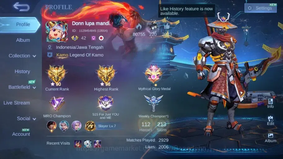 Mobile Legends: Bang Bang Accounts Collector Global|Hero 112|Skin 213|Renowned|Hayabusa 11.11,Florin sanrio,3 1