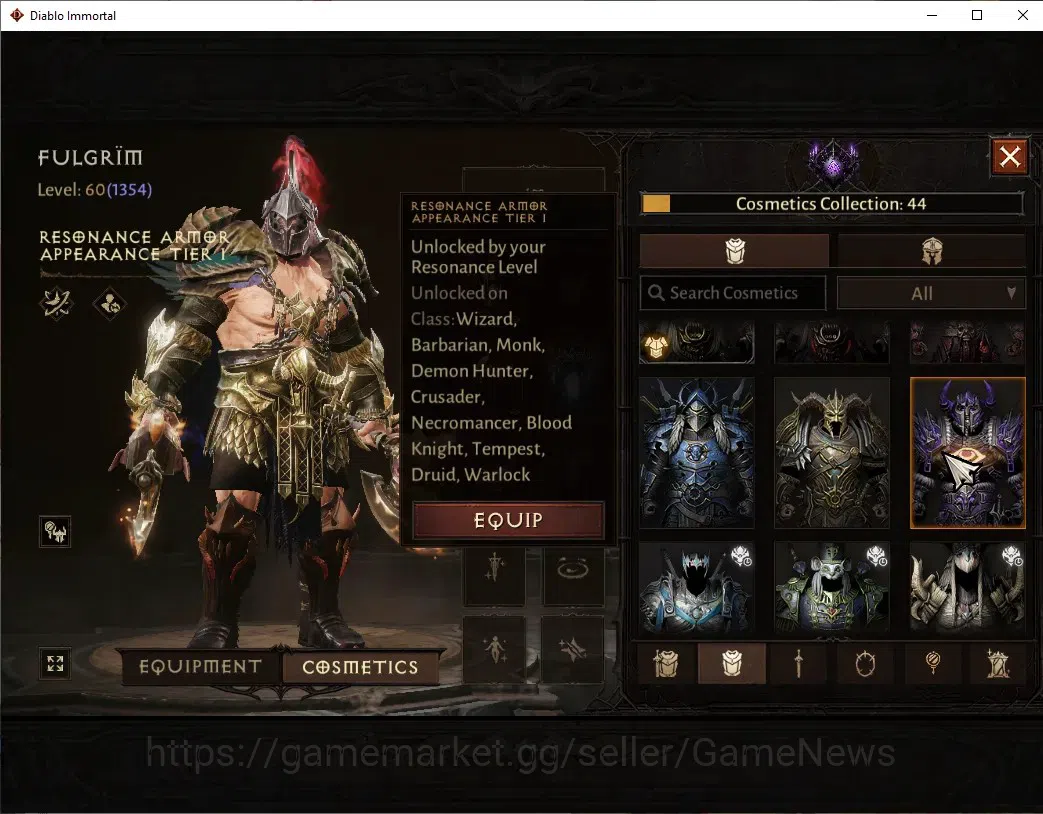 Diablo Immortal Accounts Sea - Izual|CS OFF|Lv60(1354)|Barbarian|51k CR|Res image 16