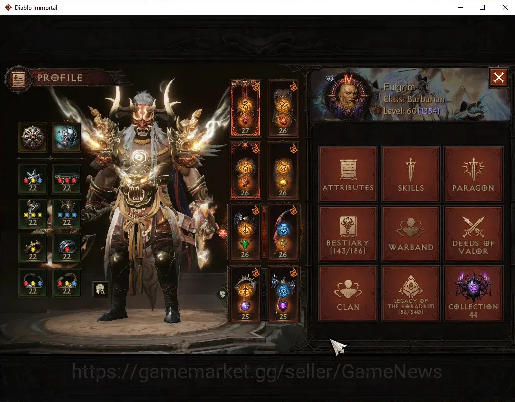 Diablo Immortal Accounts Sea - Izual|CS OFF|Lv60(1354)|Barbarian|51k CR|Res image 4