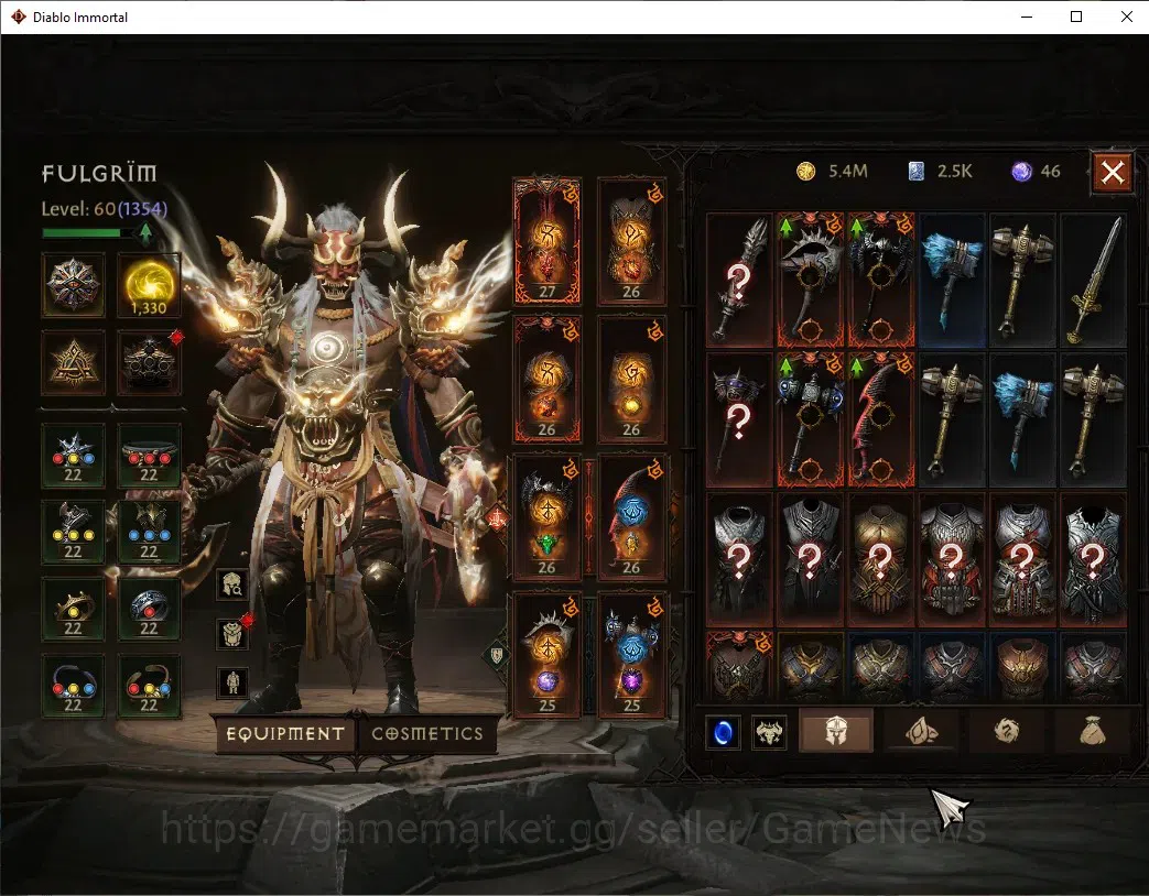 Diablo Immortal Accounts Sea - Izual|CS OFF|Lv60(1354)|Barbarian|51k CR|Res image 7