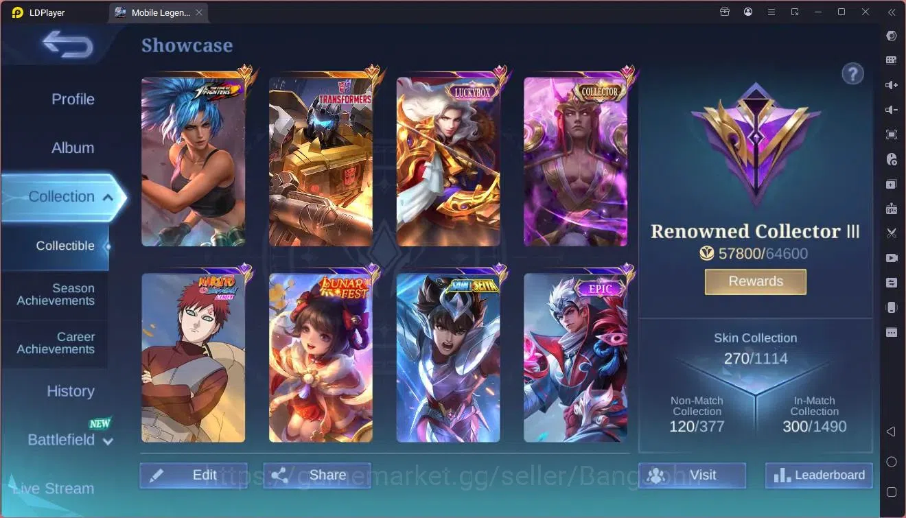 Mobile Legends: Bang Bang Accounts Global|Hero 133|Skin 270|Renowned|KOF Karina|TFM R image 2