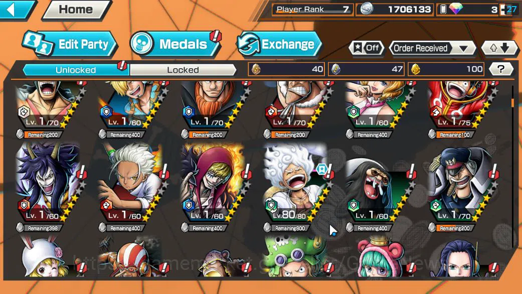 One Piece Bounty Rush Accounts Starter Global|6 EX|T5E ST.Jaygarcia,Gear5 Luffy,RO Roronoa Zoro,KING GOL D.Roger,AMS 6