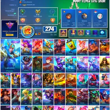 Mobile Legends: Bang Bang Accounts #4337 274 Skins | Karina Leona (KOF) | Vale Gaara (NARUTO) | Badang Pegasus Seiya (SAINT