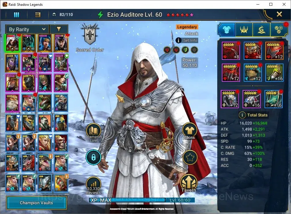 Raid: Shadow Legends Accounts Lv45 750K Power|18 Legend(Ezio,Xenomorph,Ninja,Ali image 3