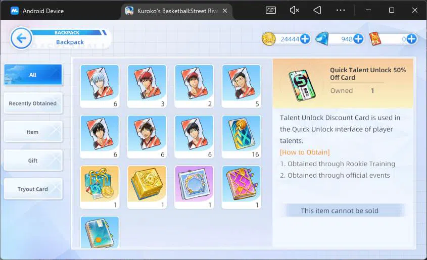 Kuroko's Basketball Street Rivals Accounts SEA|SV25|Lv26|Taiga Kagami A4,Seijuro Akashi,Tetsu image 2