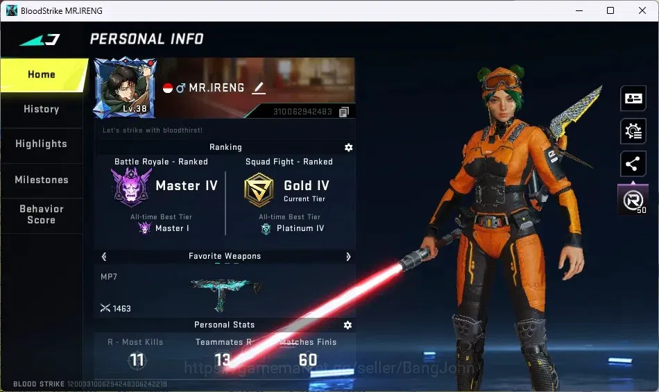 Blood Strike Accounts ASIA |1 Eternal Desert Eagle|3 Collab Guns|1 Strik image 1
