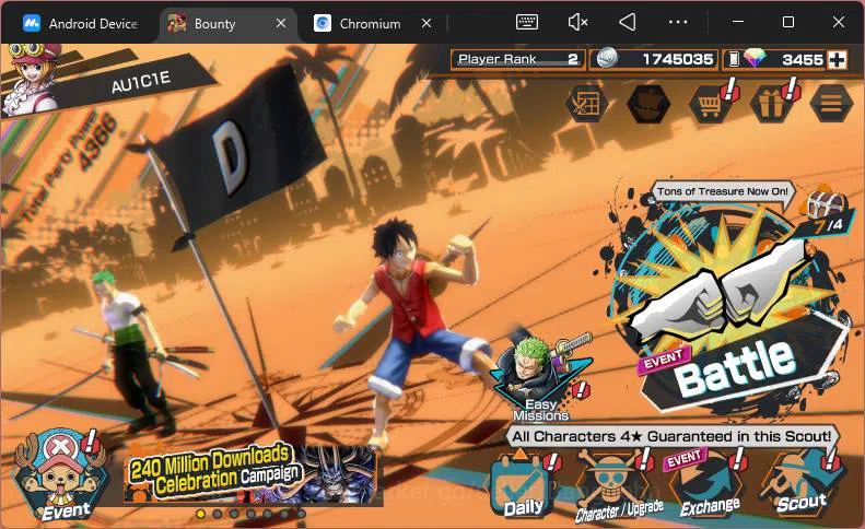 One Piece Bounty Rush Others GLOBAL|RD 3455|Captain Shank,Jinbei,Tony Chopper,E image 1