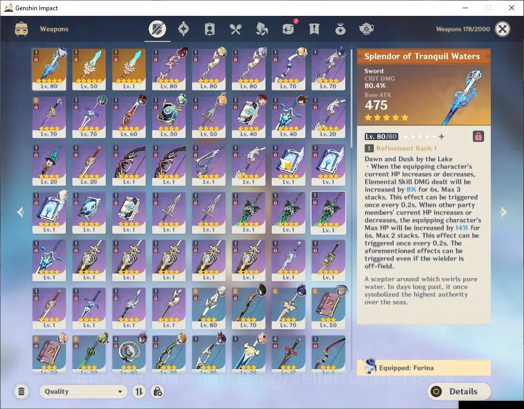 Genshin Impact Accounts ASIA|AR 54|Rate On|7 Limited + 3(*5Weapon)|Furina+ image 4