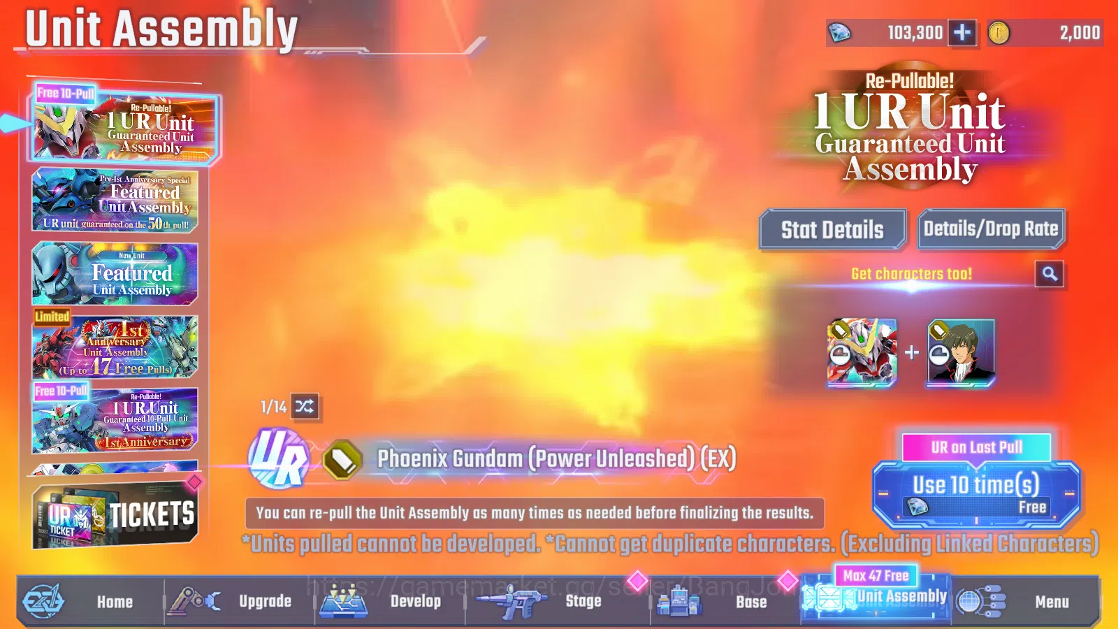 SD Gundam G Generation ETERNAL Accounts Global Rank 1 | FreshStory | 100+K Diamond, Selector Banner On, 6Gundam SSR+ 2Supp 6