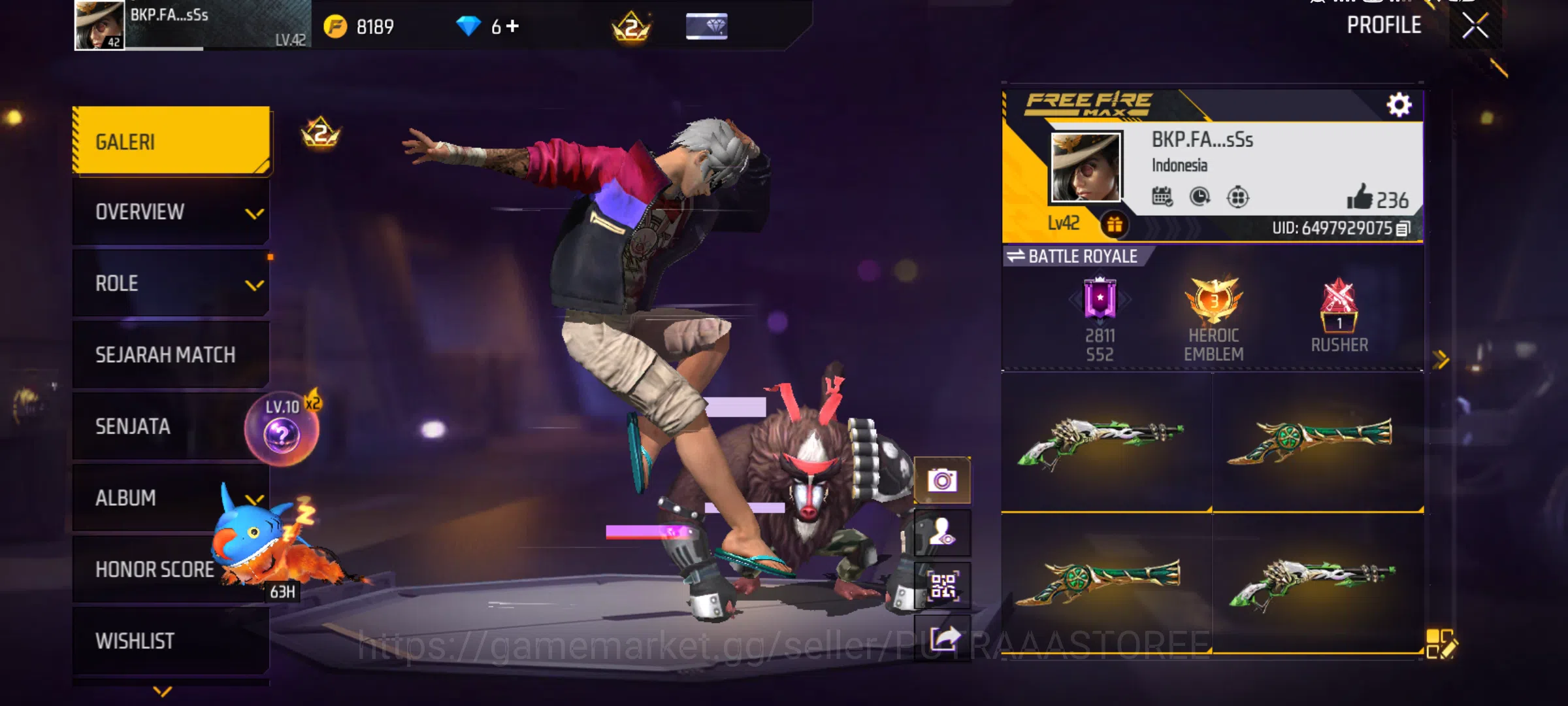 Free Fire Accounts Indonesia | akun murah tapi punya sg 2 rasa - lumut - trompet 1