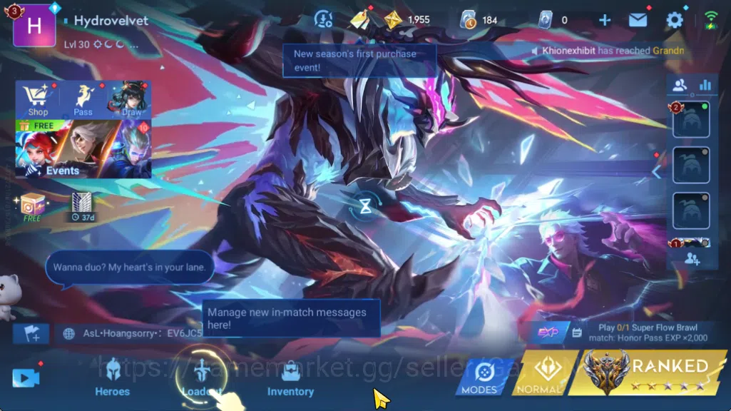 Honor of Kings Accounts Hero67 Skin29|KIC Luna,2Legend(ConsortYu,DeRenjie) image 1