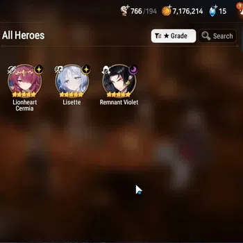 Epic Seven Accounts Starter GLOBAL UnVerif|New Era|3 ML(Lisete,LH Cermia,R Violet)+Eligos,Tenebria,Fenne,Etc|Poh ON|Abys F