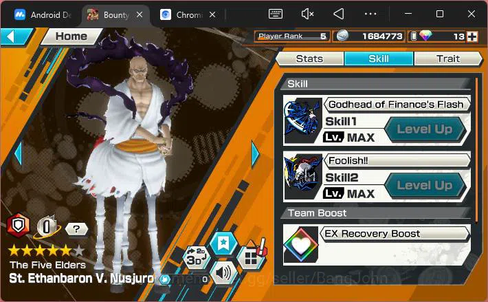 One Piece Bounty Rush Accounts Others GLOBAL|EX 1 |PR 5|T5E St.Nusjuro,etc|Log Bandai|Check SS|OPBR206 6