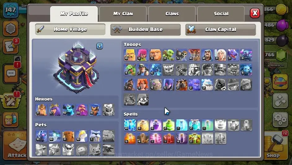Clash of Clans Accounts LV 147|TH 15-BH 9|HH 7|Limited Skin|BK 37,AQ 57,GW image 3