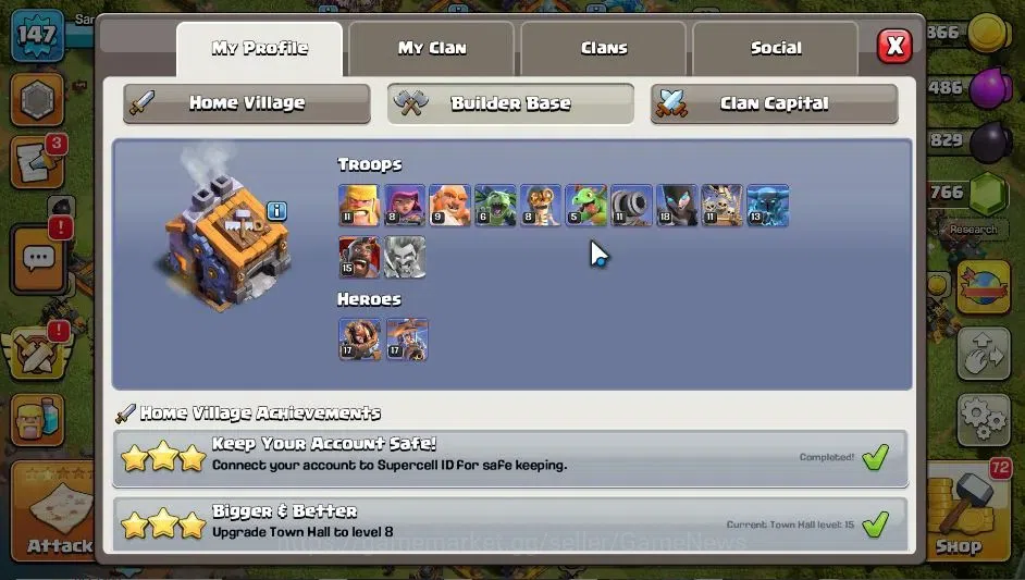 Clash of Clans Accounts LV 147|TH 15-BH 9|HH 7|Limited Skin|BK 37,AQ 57,GW image 6