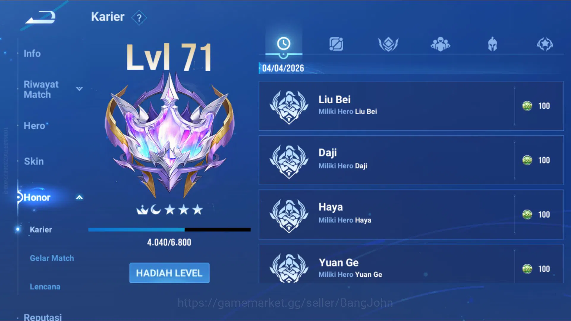 Honor of Kings Accounts [GLOBAL] 93 Heroes & 70 Skins | BLESSED CHARLOTTE  image 8