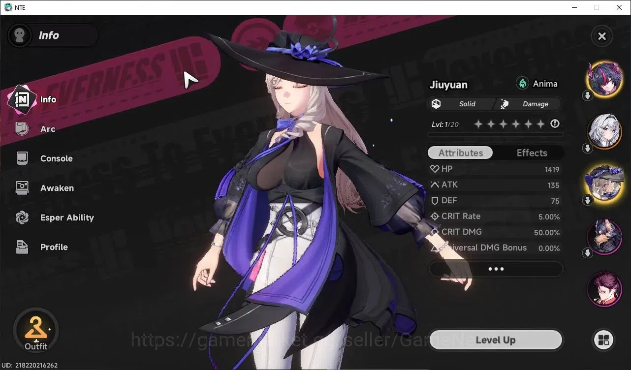 Neverness to Everness Accounts Global NA|HL 3|2 S Class|1 Limited (Shinku)+(Jiuyuan)+1 S-Class Selectr Box|Selector ON|Under 2