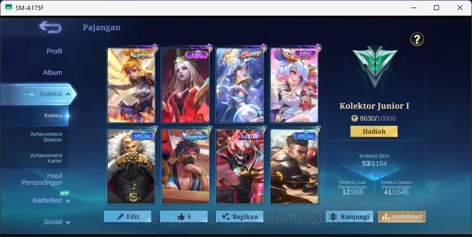 Mobile Legends: Bang Bang Accounts Others Global|53S|Junior|LightBorn Fanny,Epic Vexana Nana,Create Luoyi,Starlight 1