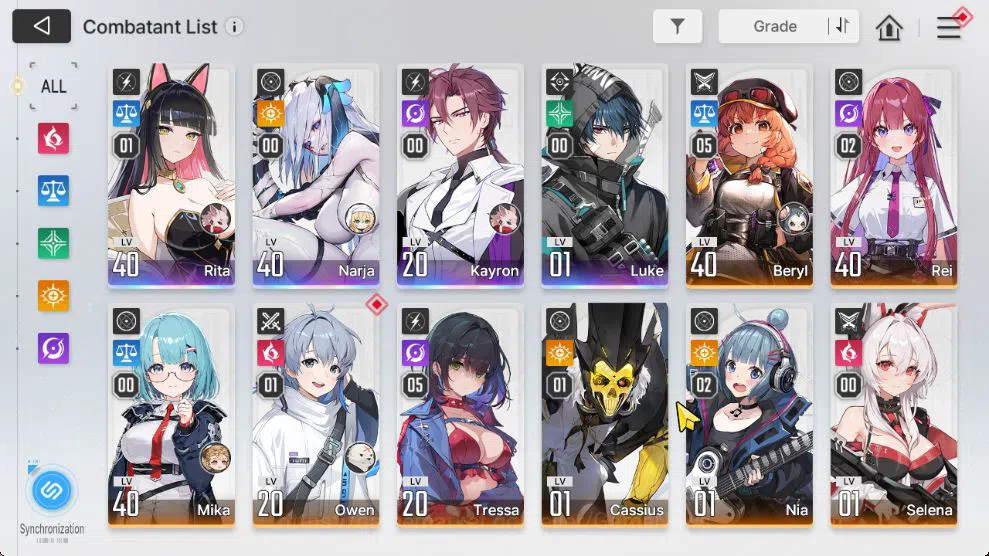 Chaos Zero Nightmare Accounts GLOBAL Lv 34|4 SSR[RitaM1,Narja,Kayron,Luke]+8 SR [BerylM5,NiaM2,CassiusM1,TressaM5,Etc]+12 SR 3