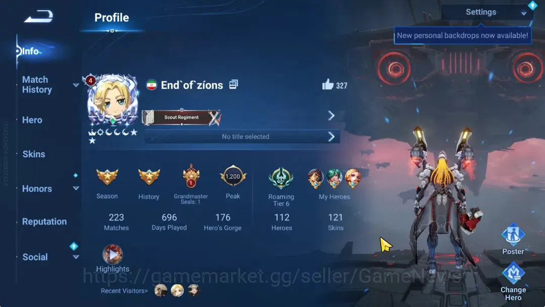 Honor of Kings Accounts Hero112 Skin121|Sanxingdui Hou Yi,LOTM Yango,GM Ga image 2