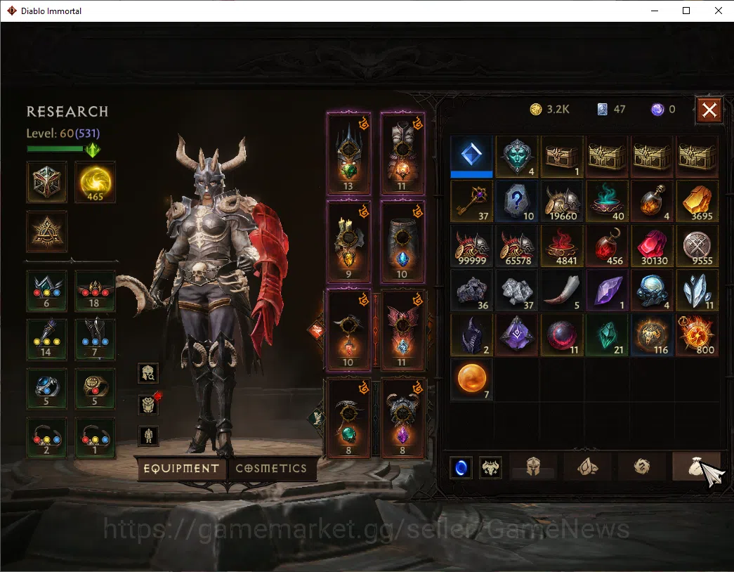 Diablo Immortal Accounts SA-Malah|CS ON|Lv60(531)|Necromancer|CR 34k|Reso 4 image 8