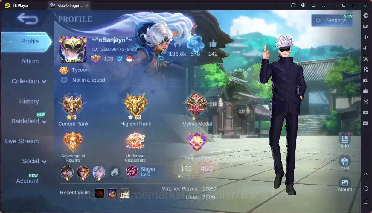 Mobile Legends: Bang Bang Accounts Global|Hero 132|Skin 460|Mega|Legend Franco,Johnso image 1